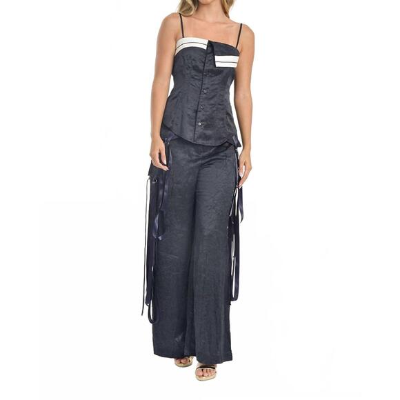 STEFFANY MILANO Pants - NEW STEFFANY MILANO midnight elegance wide-leg pants in navy blue